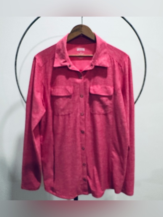 Duluth Trading Co Tops - Duluth Trading Co Long-Sleeve Bright Pink Full Snap Shirt size Medium